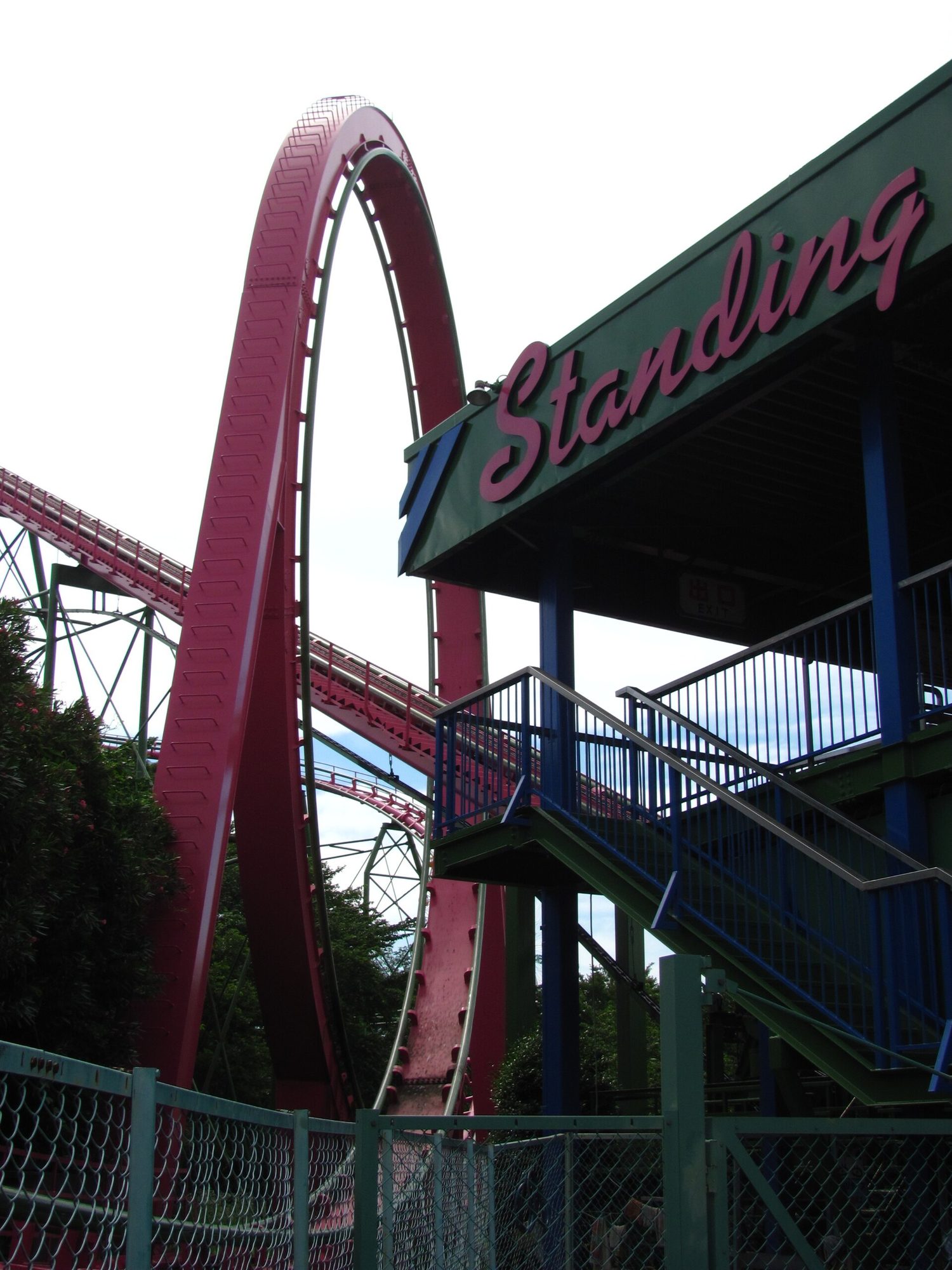 A roller coaster trades potential energy for kinetic energy