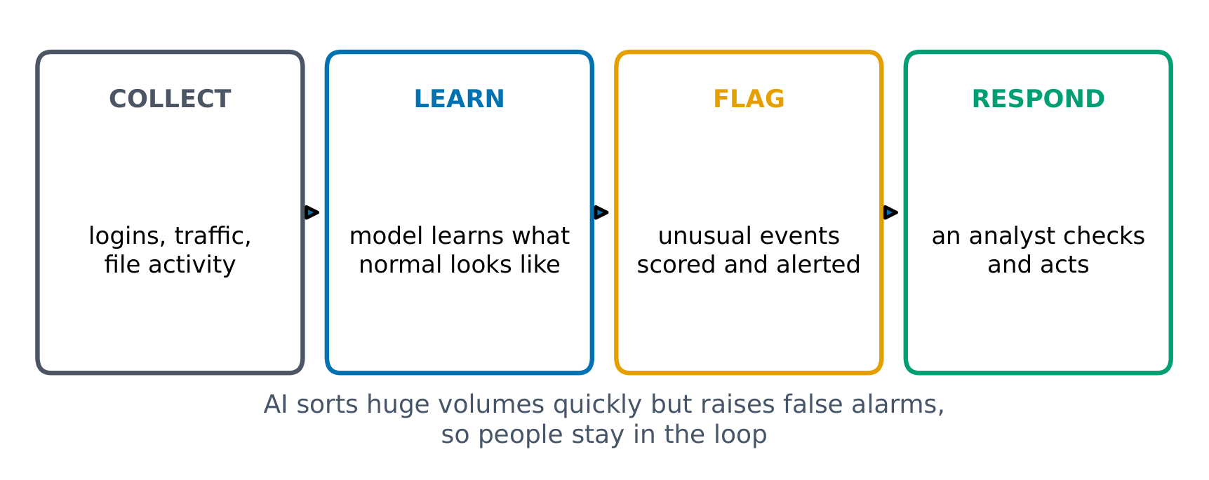 AI in defence learns normal behaviour and flags anomalies for a human to check