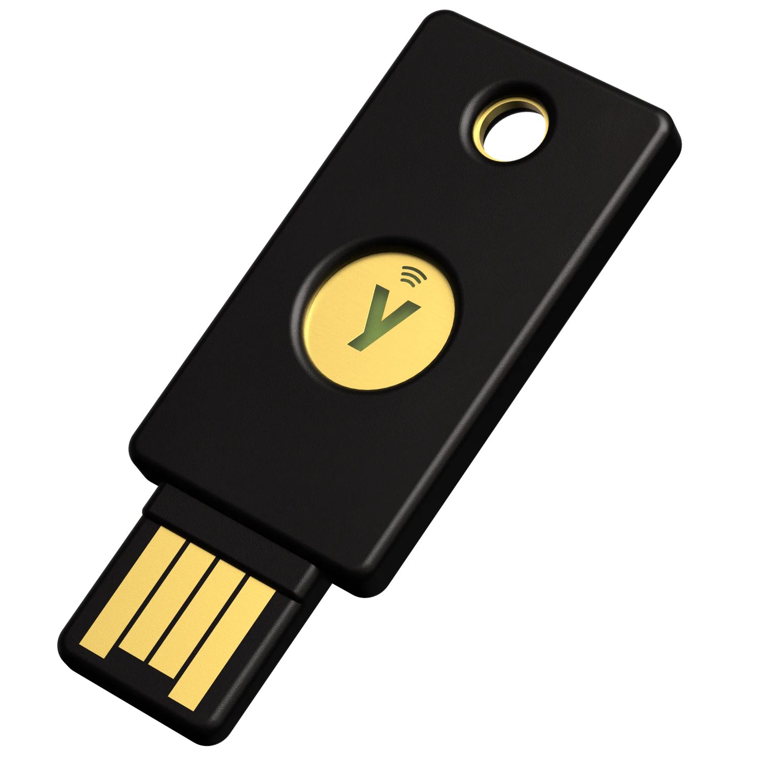 A hardware security key: strong authentication reduces damage when a password is phished