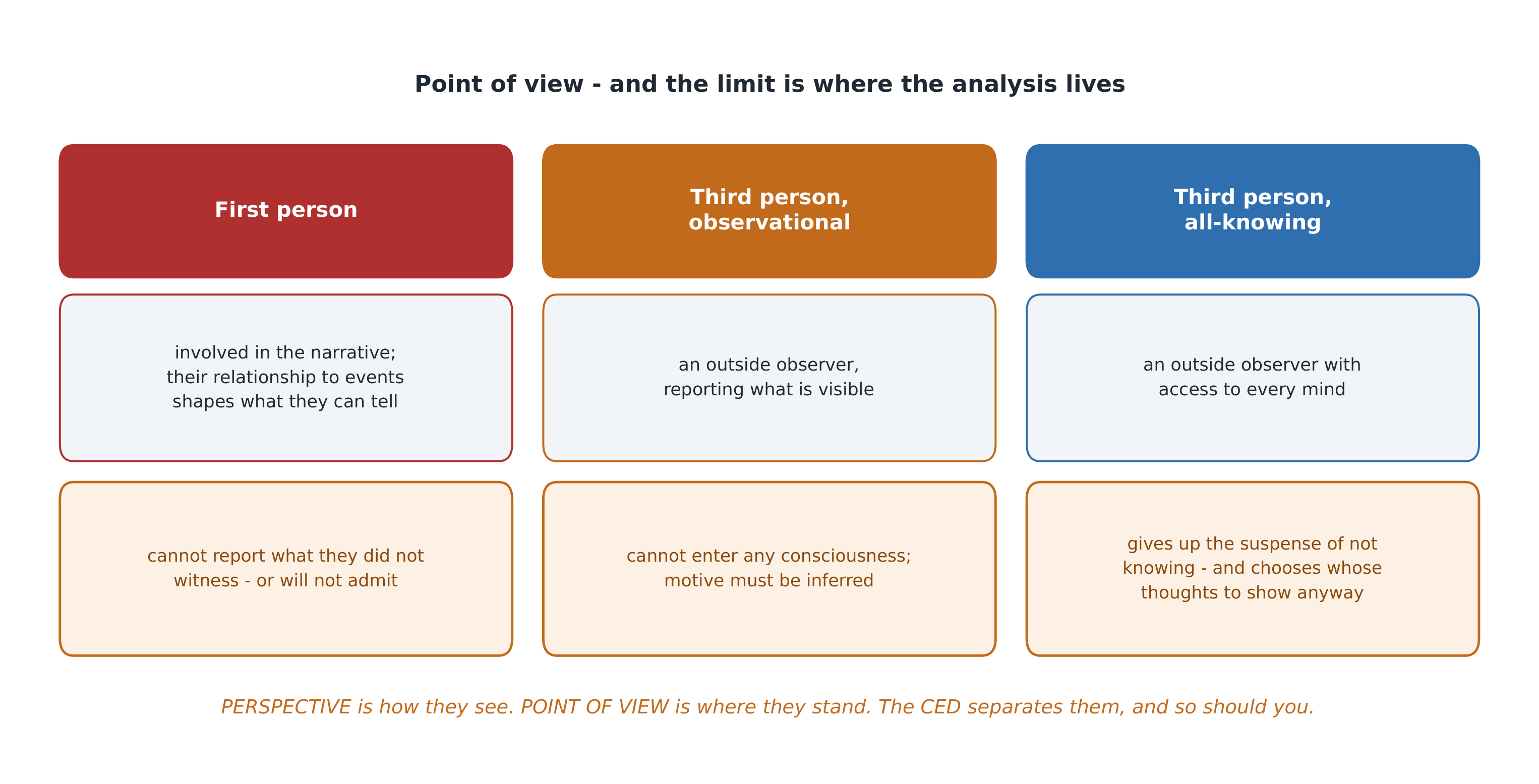 What each point of view can and cannot give you - and that limit is the analysis