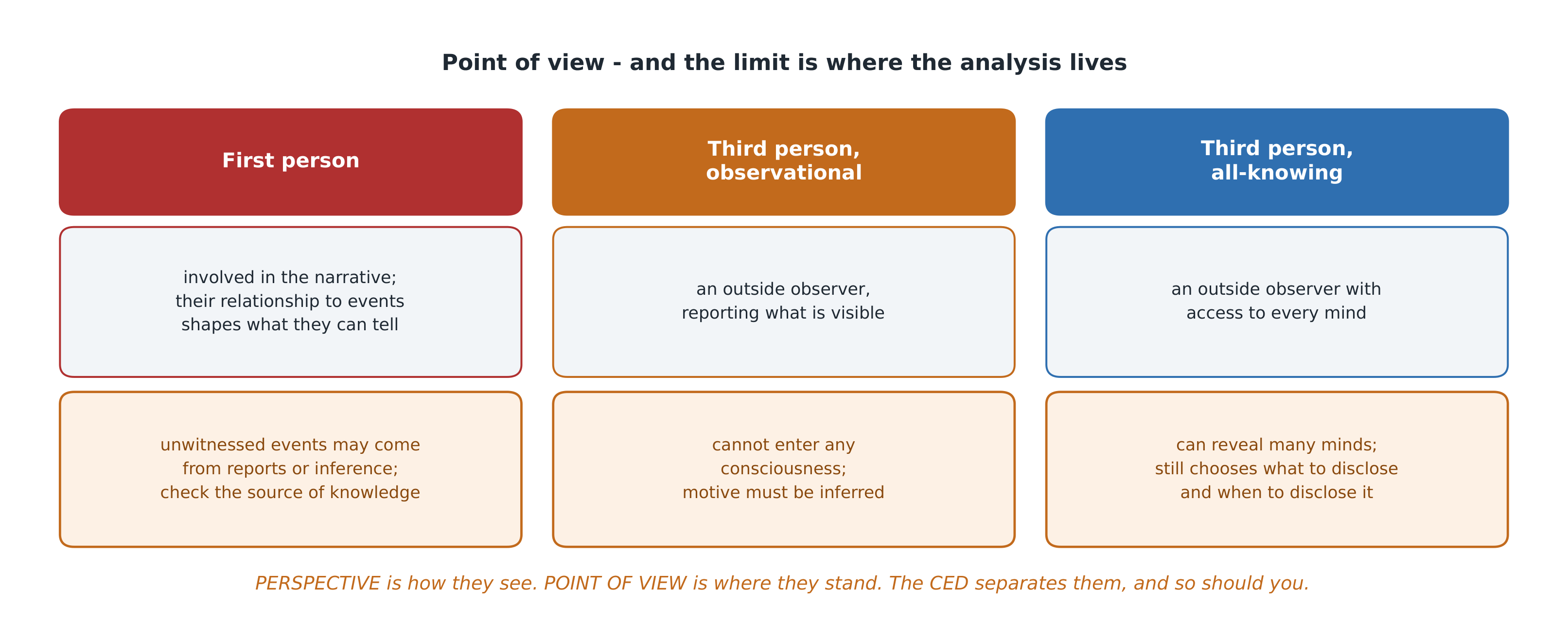 What each point of view can and cannot give you - and that limit is the analysis