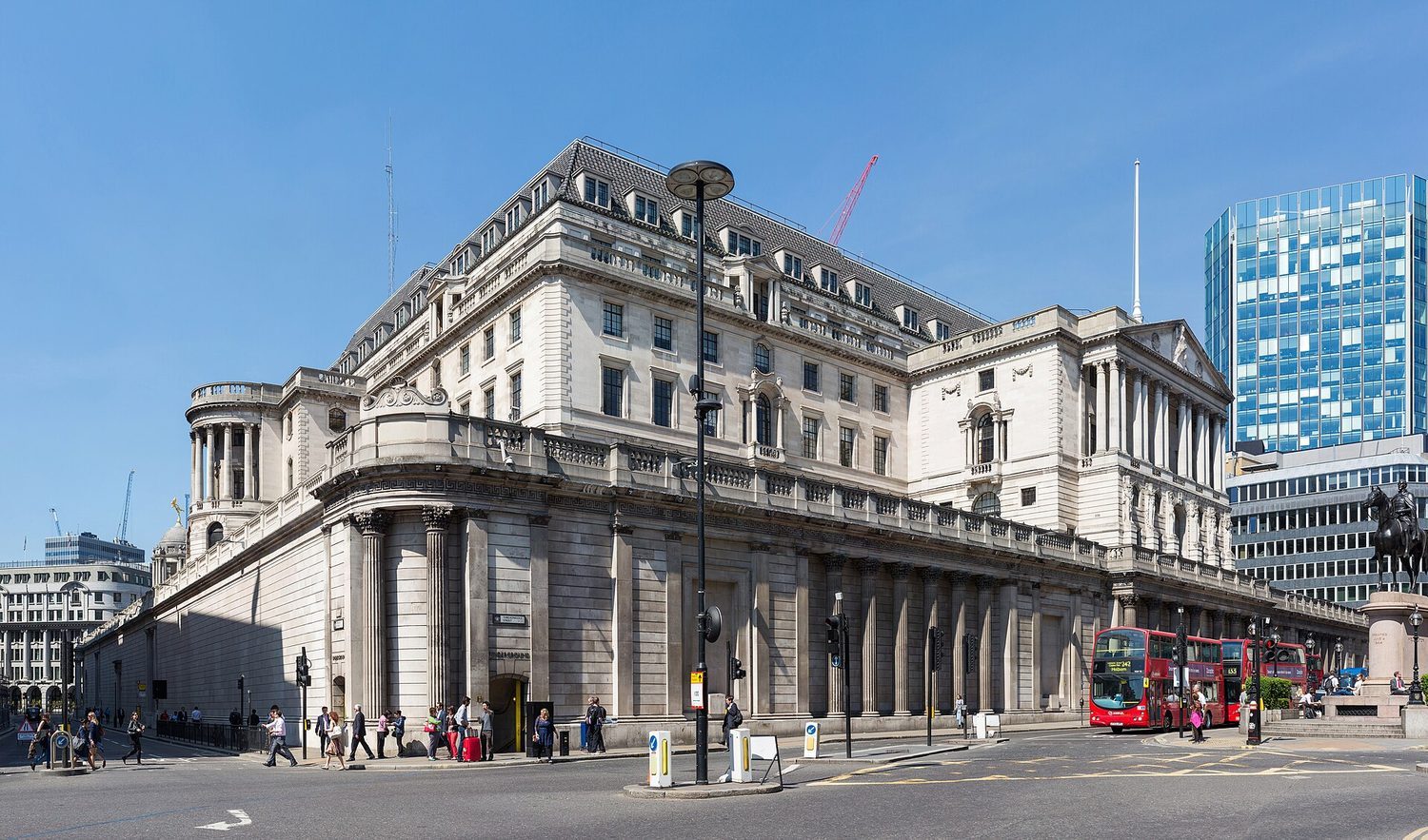 A central bank building: monetary policy sets interest rates and the money supply
