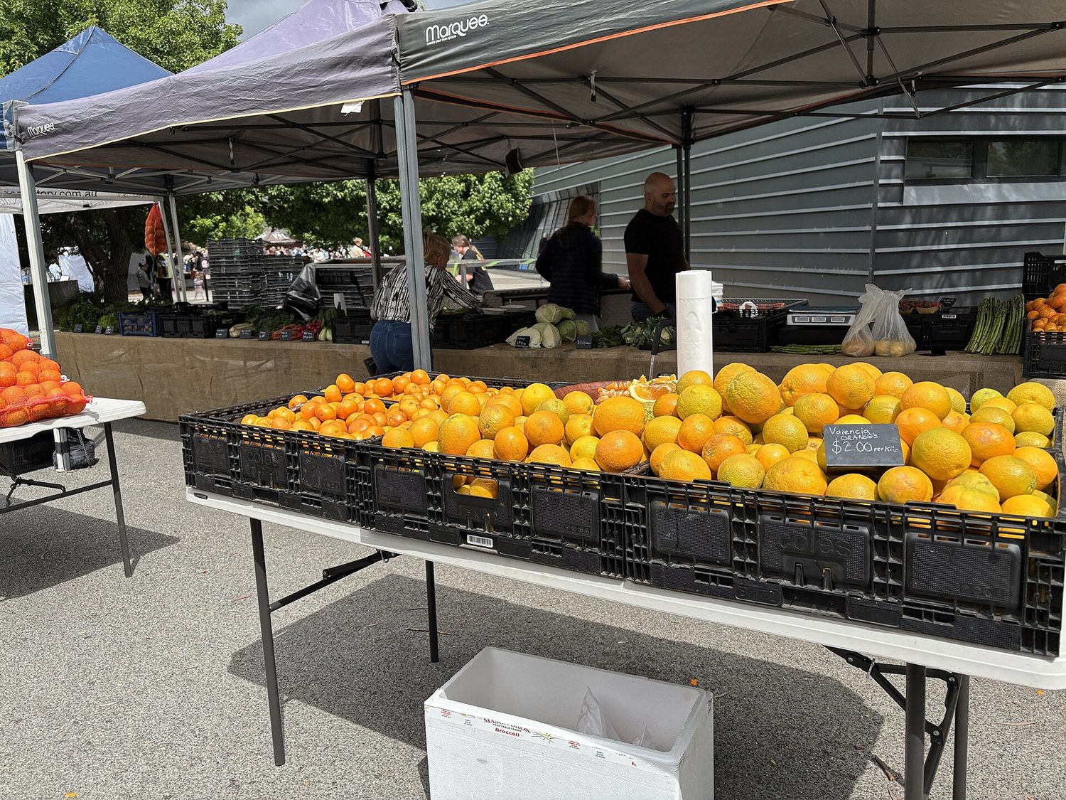 A market stall selling fruit and vegetables