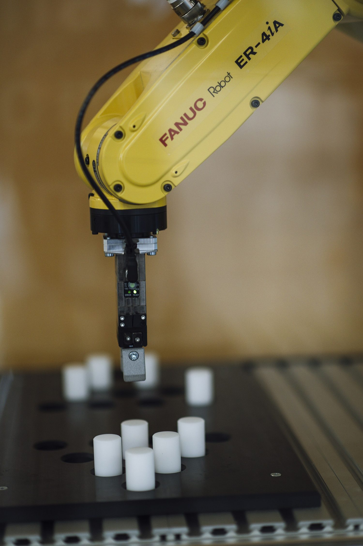 A robotic arm working on a factory production line