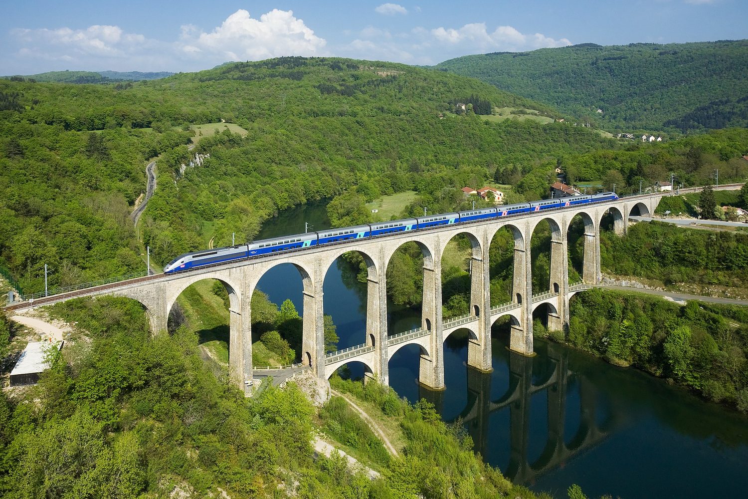 A high-speed train: kinematics describes displacement, velocity and acceleration over time