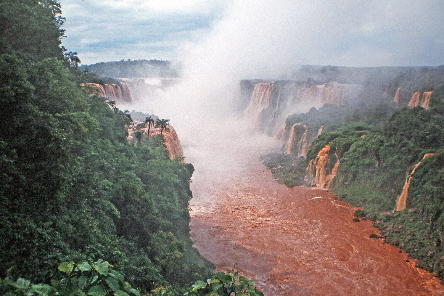 A waterfall: power is how quickly energy is transferred — the same drop in less time is more power