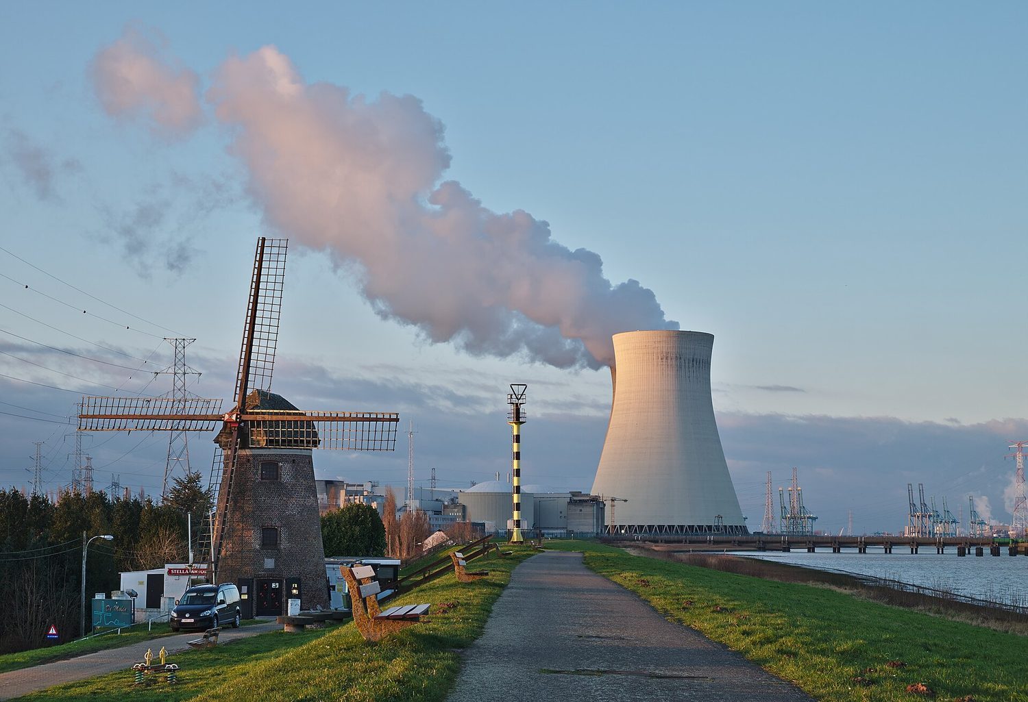 A nuclear power station: fission of heavy nuclei releases the energy that drives the plant