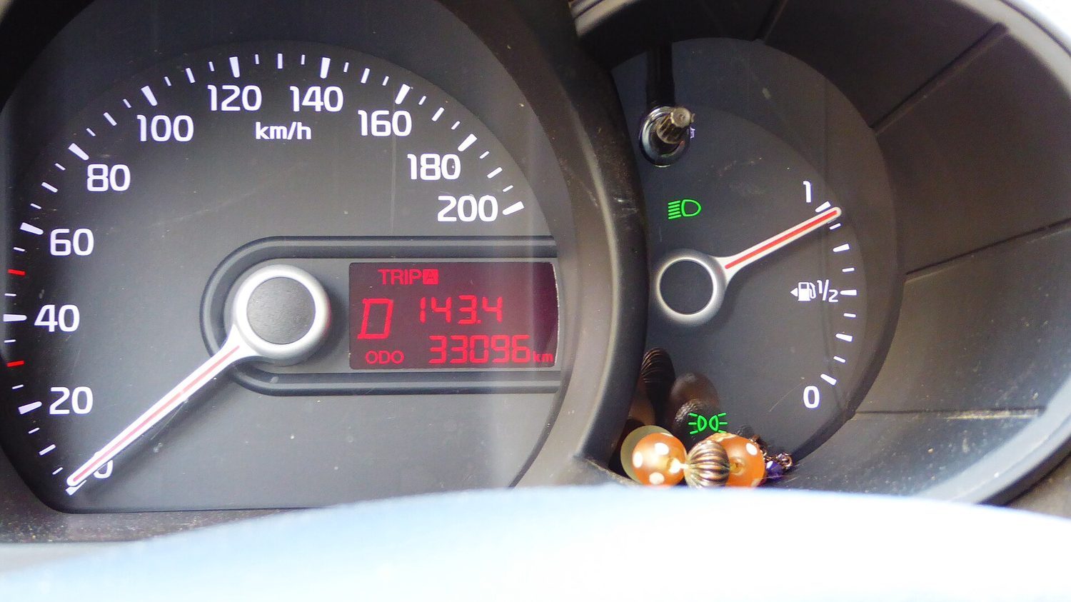 A car speedometer: speed is the magnitude of velocity — a scalar rate of motion