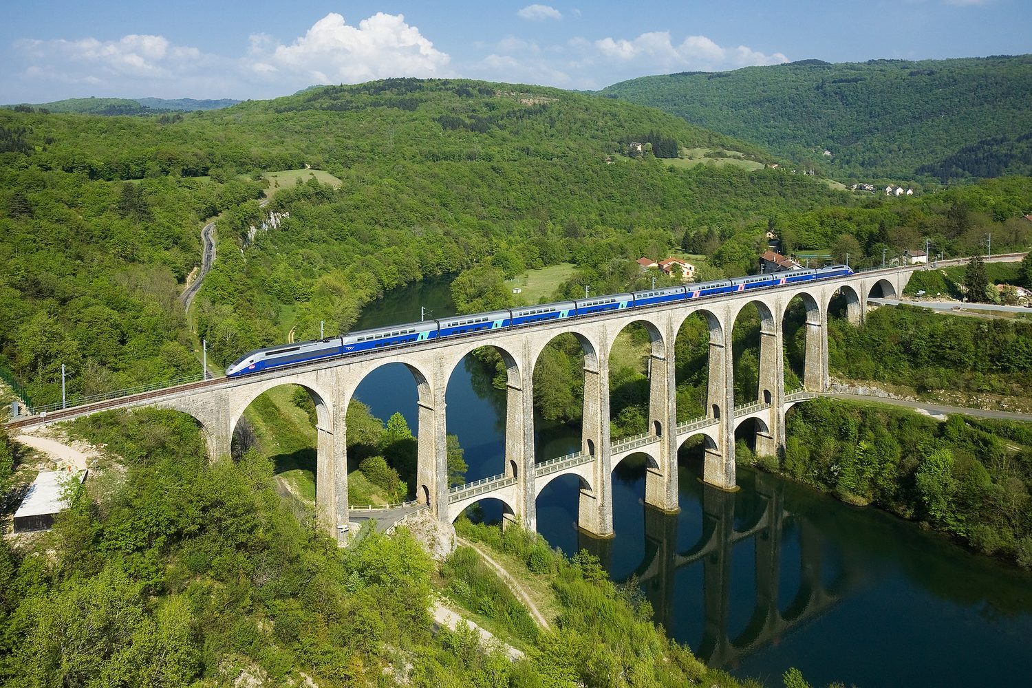 A high-speed train: kinematics describes displacement, velocity and acceleration over time