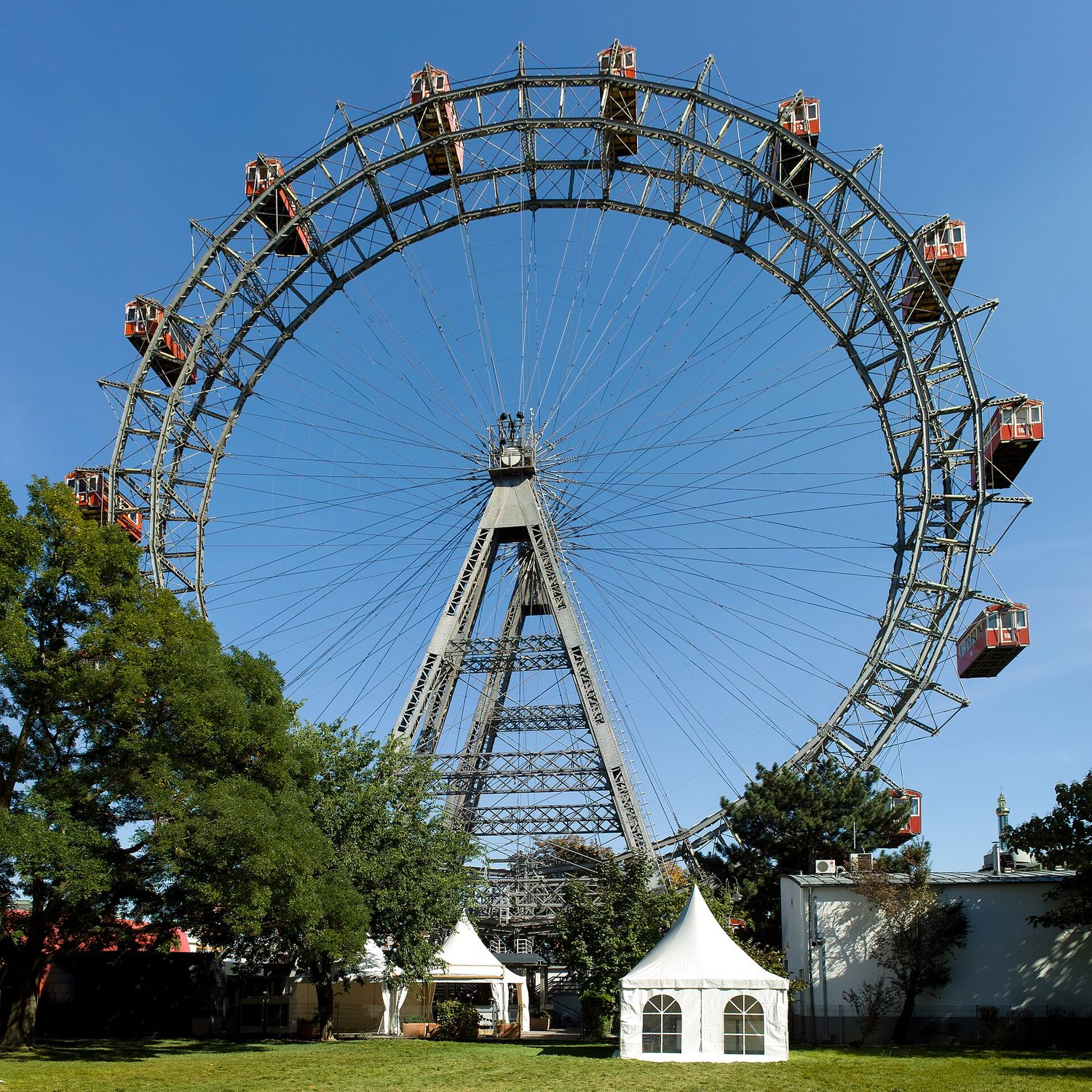 The Vienna Giant Ferris Wheel against a blue sky