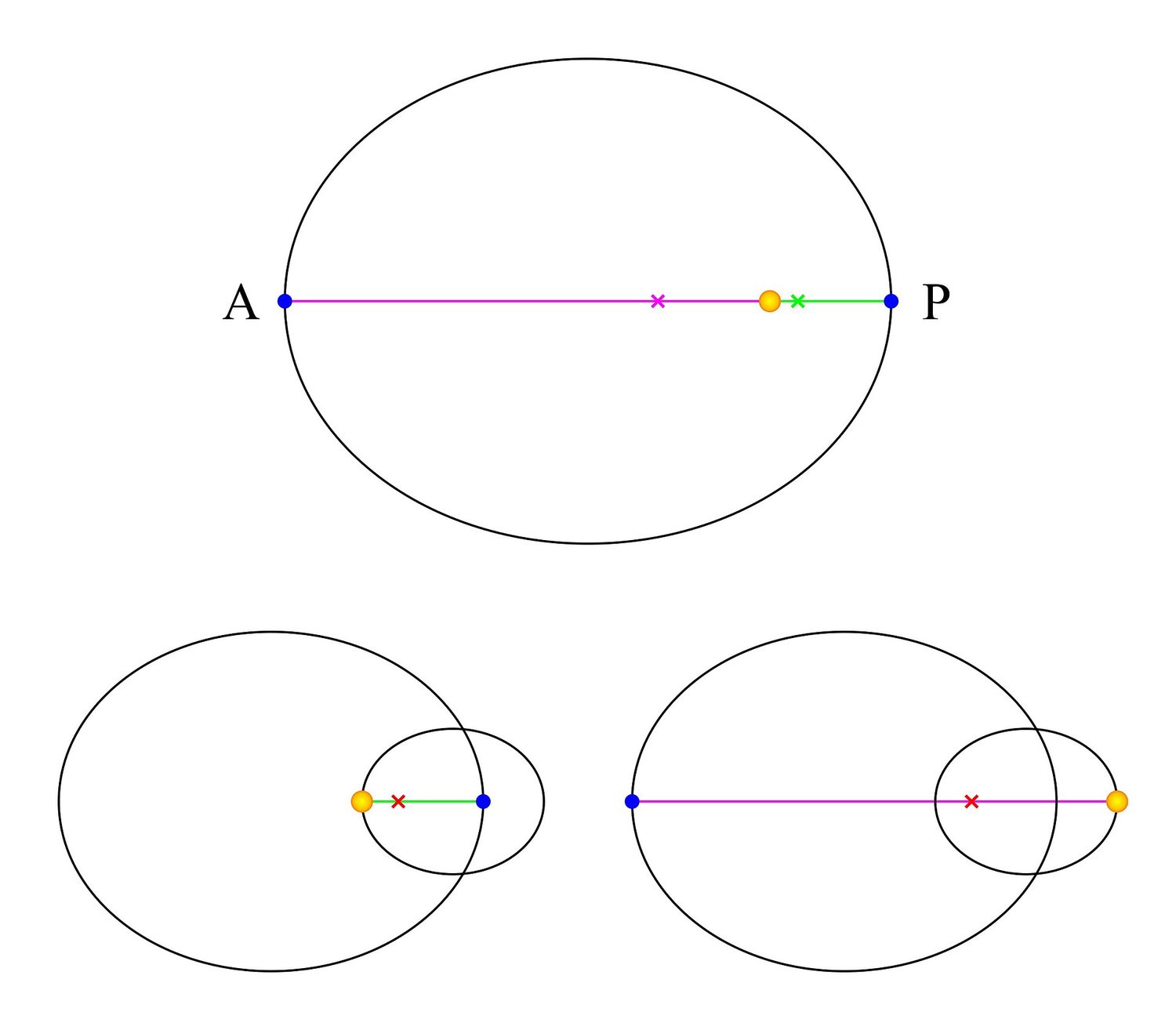 Elliptical orbits: conic sections describe closed paths with two foci — a key parametric model