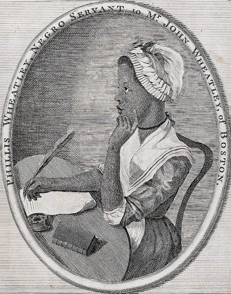 Phillis Wheatley, frontispiece of her 1773 Poems, the first book by an African American woman
