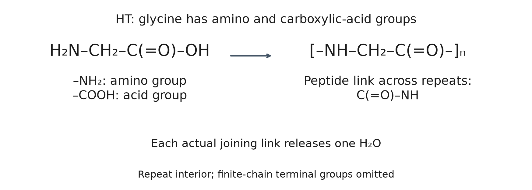 Glycine có hai nhóm chức khác nhau và tạo thành phần trong lặp lại liên kết peptide.