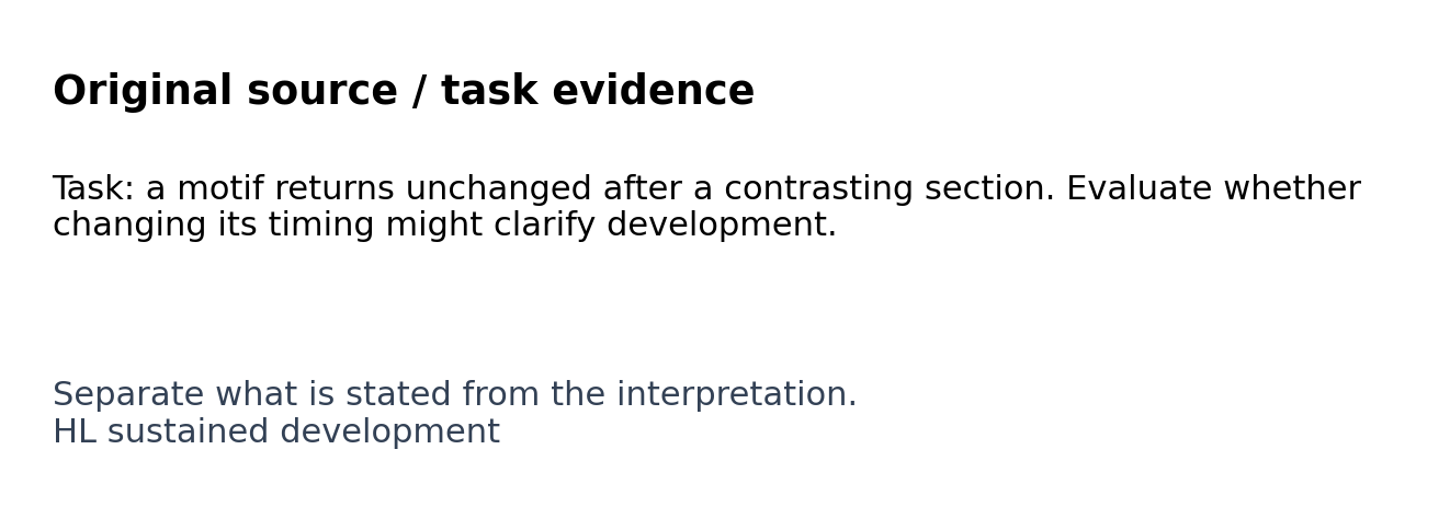 Original classroom evidence panel for HL sustained development