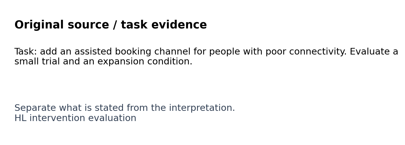 Original classroom evidence panel for HL intervention evaluation