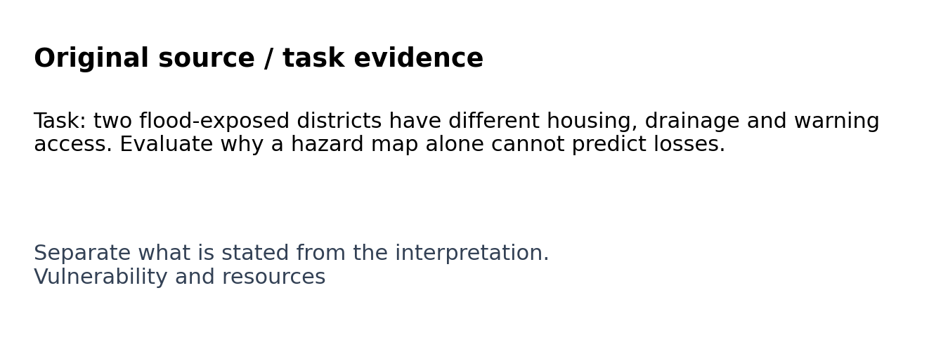 Original classroom evidence panel for Vulnerability and resources