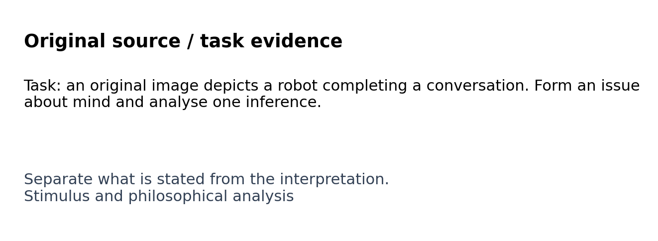 Original classroom evidence panel for Stimulus and philosophical analysis