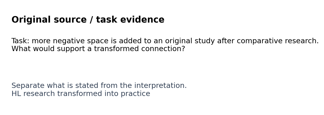Original classroom evidence panel for HL research transformed into practice