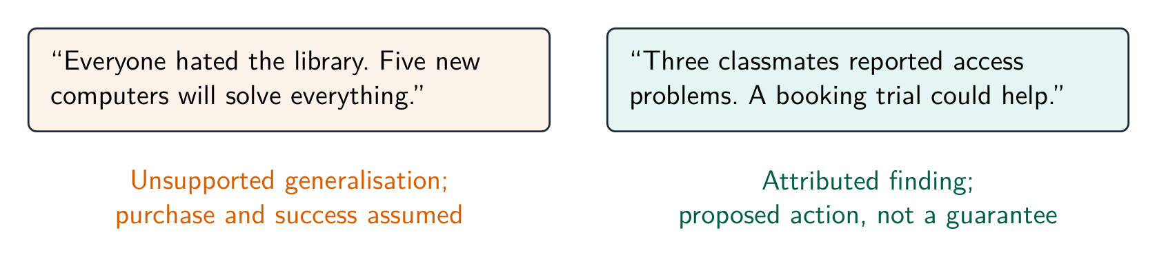 A report gives facts the reader can use, not a story