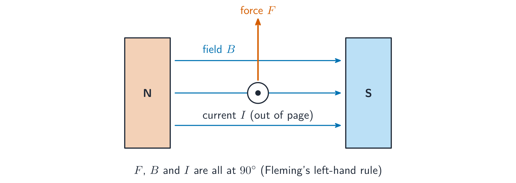 The motor effect on a current-carrying wire