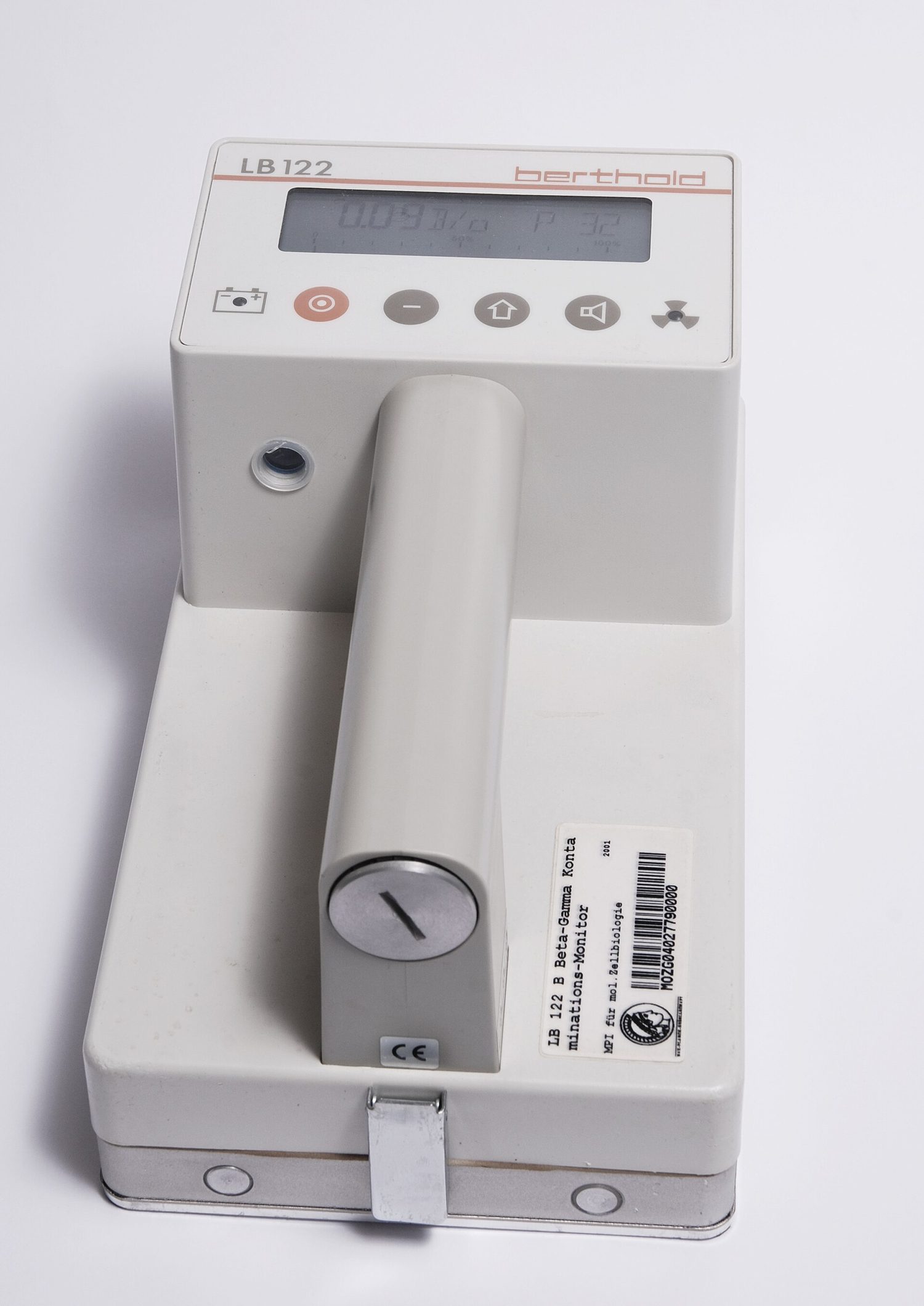 A Geiger counter detects and counts radiation