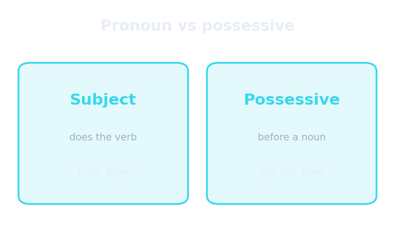 Subject pronouns vs possessives