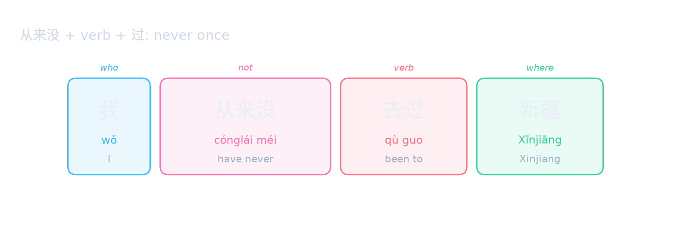 从来没 + verb + 过: never once
