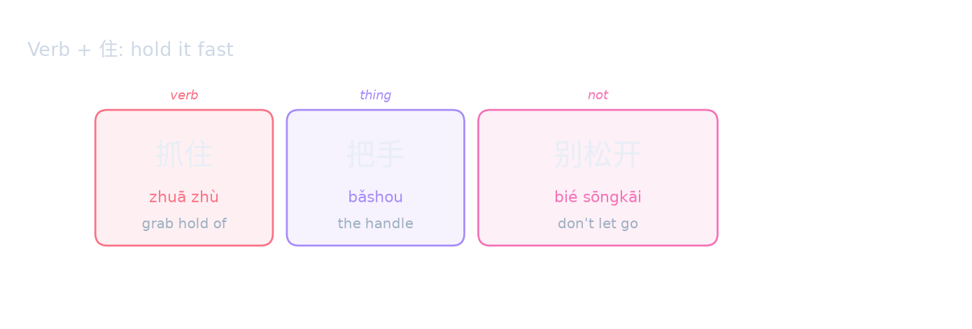 Verb + 住: hold it fast