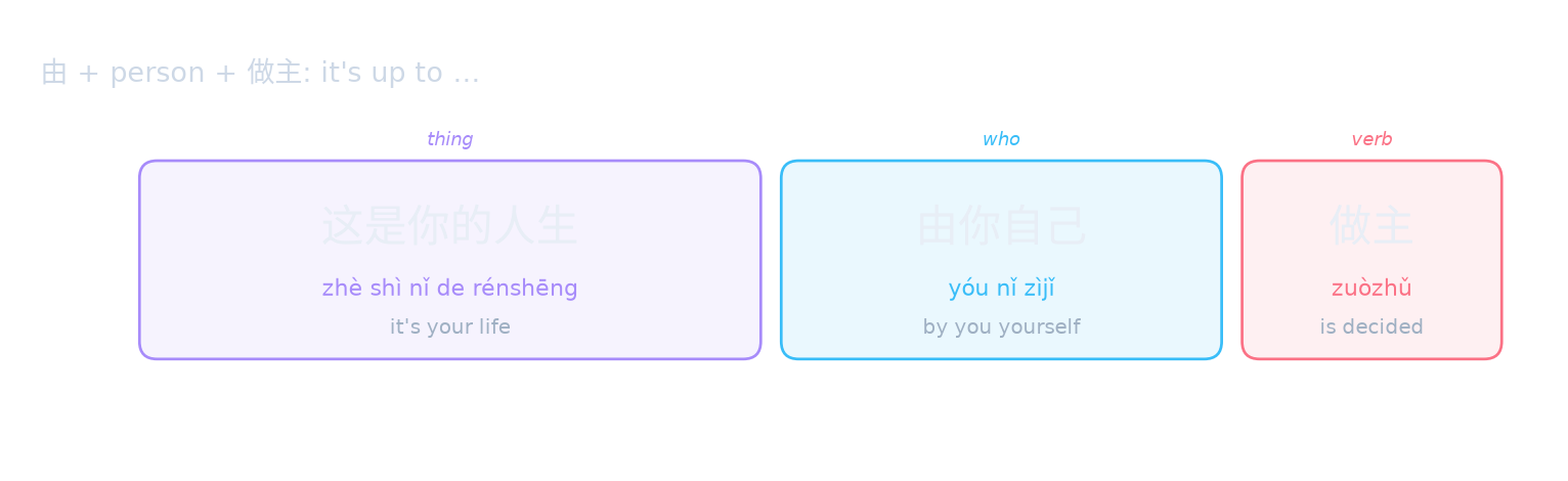 由 + person + 做主: it's up to …